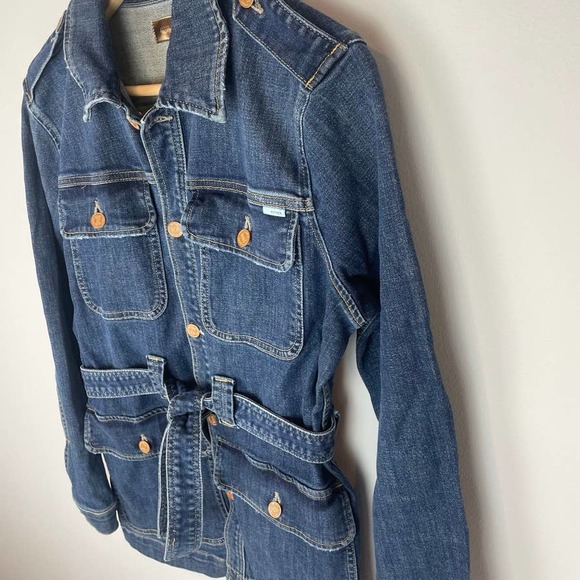 MOTHER Belted Veteran Denim Jacket in Wicked Wildflower wash XS - Picture 7 of 13